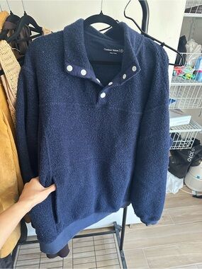 Outdoor Voices Navy Sherpa Snap Pullover